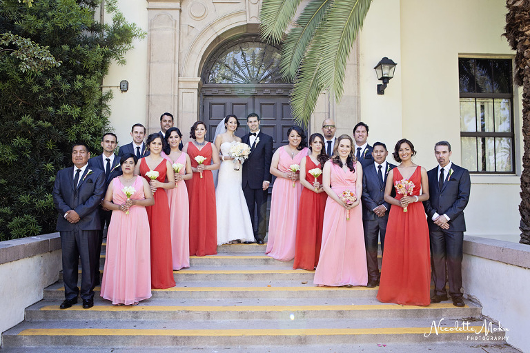 chaffy high school portraits, ontario wedding, chino hills wedding, catholic wedding, peach wedding, los serranos country club wedding, southern california wedding, so cal wedding, inland empire wedding, romantic wedding, irises designs, grey suits, elegant white bouquet