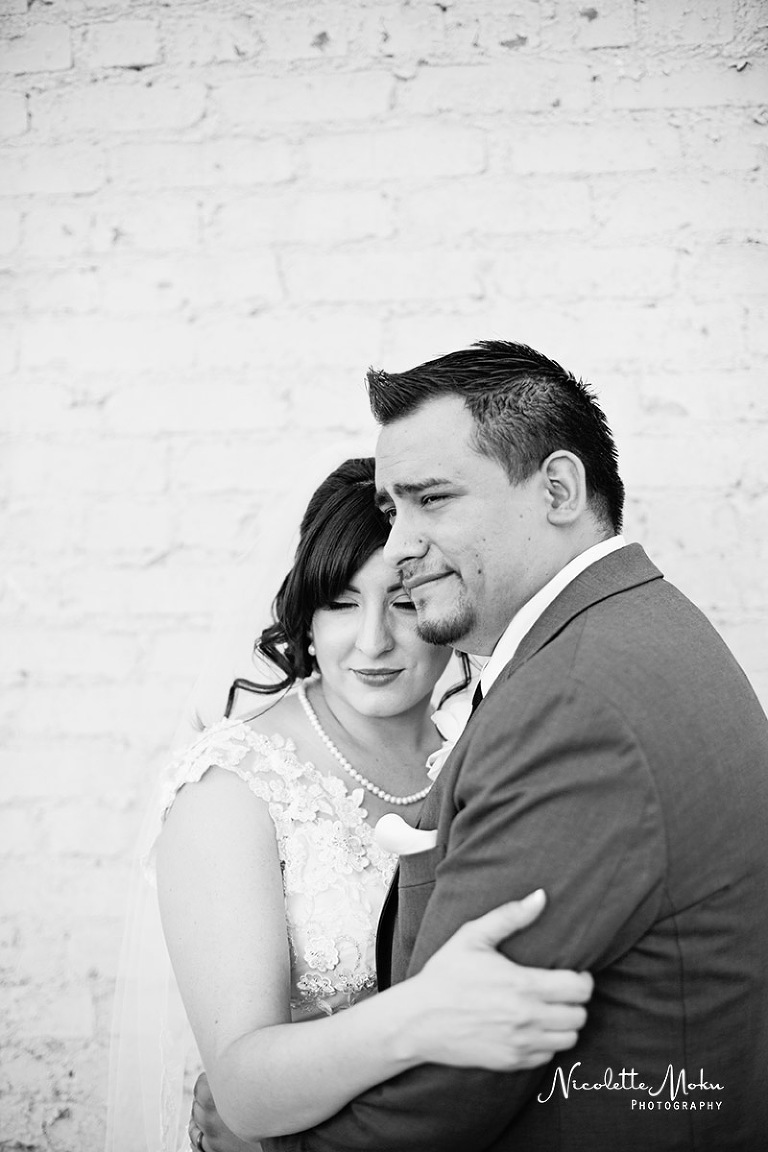 whittier wedding, whittier historic train station, whittier radisson, catholic wedding, st mary's wedding, vintage wedding, red wedding, red and grey wedding, black and white wedding photos, alley way photos, spring bouquet, romantic wedding photos