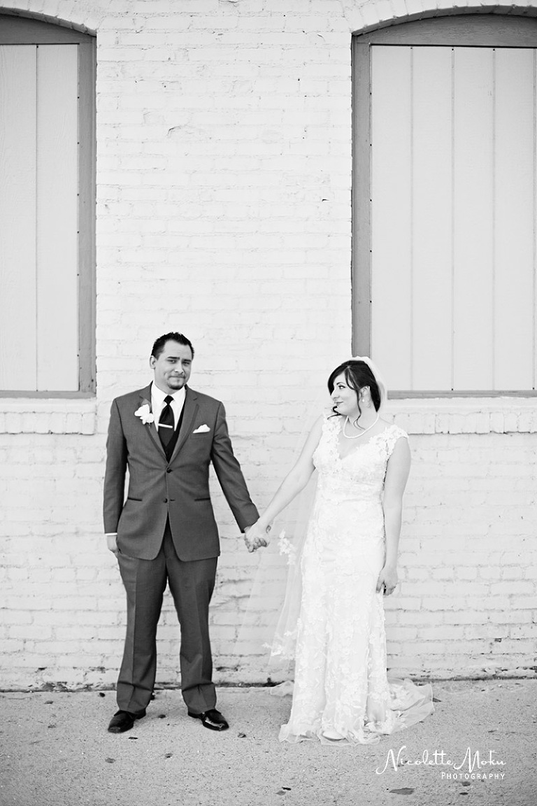 whittier wedding, whittier historic train station, whittier radisson, catholic wedding, st mary's wedding, vintage wedding, red wedding, red and grey wedding, black and white wedding photos, alley way photos, spring bouquet, romantic wedding photos