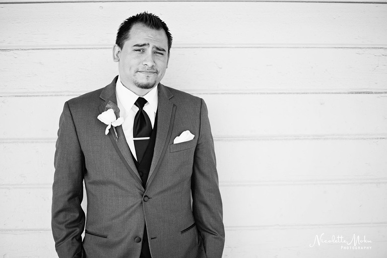 whittier wedding, whittier historic train station, whittier radisson, catholic wedding, st mary's wedding, vintage wedding, red wedding, red and grey wedding, black and white wedding photos, alley way photos, spring bouquet, romantic wedding photos