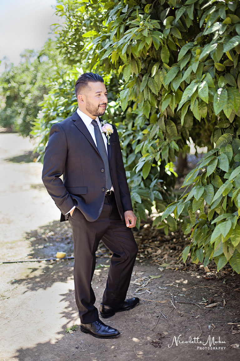 Riverside wedding, outdoor wedding, intimate wedding, diy wedding, homemade bouquet, citrus historical park wedding, I.E wedding, small wedding, california state historical park, orange grove wedding, citrus grove wedding, summer wedding, I.E wedding photographer, Riverside wedding photographer, Nicolette Moku Photography wedding, peony bouquet, Inland Empire wedding photographer, black and white wedding photos