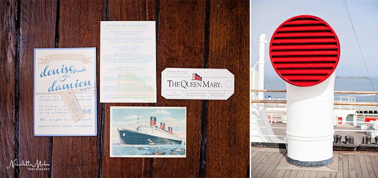 Palos Verdes wedding, glass chapel wedding, wayfarer's chapel wedding, vintage wedding, travel theme wedding, blue wedding, lace wedding gown, ivanka trump wedding shoes, queen mary wedding, queen mary grand salon wedding, san vicente park wedding portraits, beach view wedding, southern california wedding, black and white wedding photos, fun and classy wedding, lace wedding dress, hydrangea flower arrangements, unique wedding theme, southern california wedding photographer, los angeles wedding photographer, long beach wedding photographer, palos verdes wedding photographer