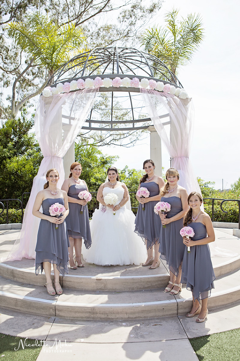 newport beach wedding, orange county wedding, outdoor wedding, gazebo wedding, newport beach marriott hotel & spa wedding, events by robin, tavola linen, gorgeous wedding cake, pink and grey wedding, summer wedding, southern california wedding, dave forsythe, ashley forsythe, betsey johnson wedding shoes, first look, white peony wedding bouquet, hotel wedding, orange county wedding photographer, newport beach wedding photographer, los angeles wedding photographer