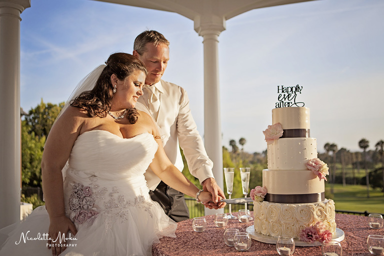 newport beach wedding, orange county wedding, outdoor wedding, gazebo wedding, newport beach marriott hotel & spa wedding, events by robin, tavola linen, gorgeous wedding cake, pink and grey wedding, summer wedding, southern california wedding, dave forsythe, ashley forsythe, betsey johnson wedding shoes, first look, white peony wedding bouquet, hotel wedding, orange county wedding photographer, newport beach wedding photographer, los angeles wedding photographer