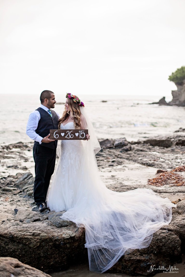 beach trash the dress, beach wedding, elaine traches, flower crown wedding photos, formal wedding portraits on the beach, laguna beach family photographer, laguna beach wedding, laguna beach wedding photographer, oc wedding photographer, orange county wedding photographer, outdoor wedding, tide pool wedding photos, trash the dress, trash the dress session, water trash the dress, wedding photos in the water, wedding photos on the beach, whimsical wedding portraits