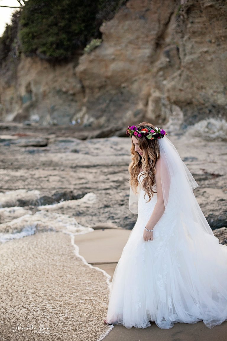 beach trash the dress, beach wedding, elaine traches, flower crown wedding photos, formal wedding portraits on the beach, laguna beach family photographer, laguna beach wedding, laguna beach wedding photographer, oc wedding photographer, orange county wedding photographer, outdoor wedding, tide pool wedding photos, trash the dress, trash the dress session, water trash the dress, wedding photos in the water, wedding photos on the beach, whimsical wedding portraits