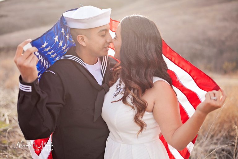 navy engagement, sailor engagement, military engagement session, united states flag, romantic engagement session, semi formal engagement session, sunset engagement photos, silhuoette engagement, silhuoette portraits, woods, lifestyle engagement photos, inland empire engagement session, chino hills state park, chino hills engagement, chino hills photographer, whittier photographer, los angeles engagement photographer, los angeles wedding photographer, nature engagement session, rolling hills, rolling hills engagement session, american flag, patriot engagement theme, military engagement theme