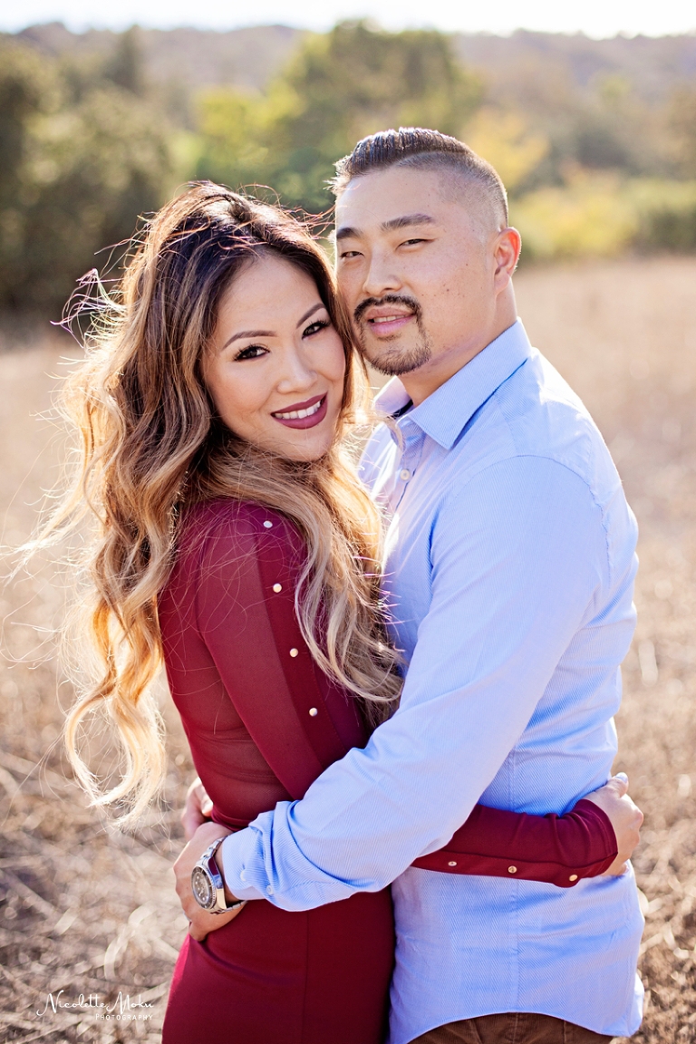 open field portraits, open field engagement session, warm sunny lit engagement, warm light photos, warm light engagement, whittier photographer, whittier engagement photographer, whittier wedding photographer, natural light photographer, lifestyle engagement photos