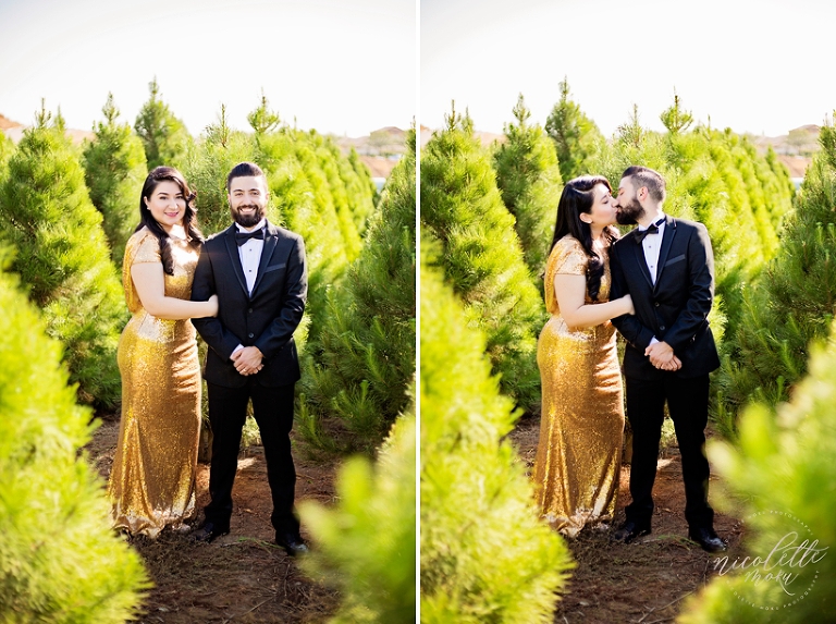 christmas portraits, christmas tree photos, peltzer pines, couple portraits, engagement photos, outdoor portraits, whittier photographer, whittier wedding photographer, whittier engagement photographer, natural light photographer, formal outdoor portraits