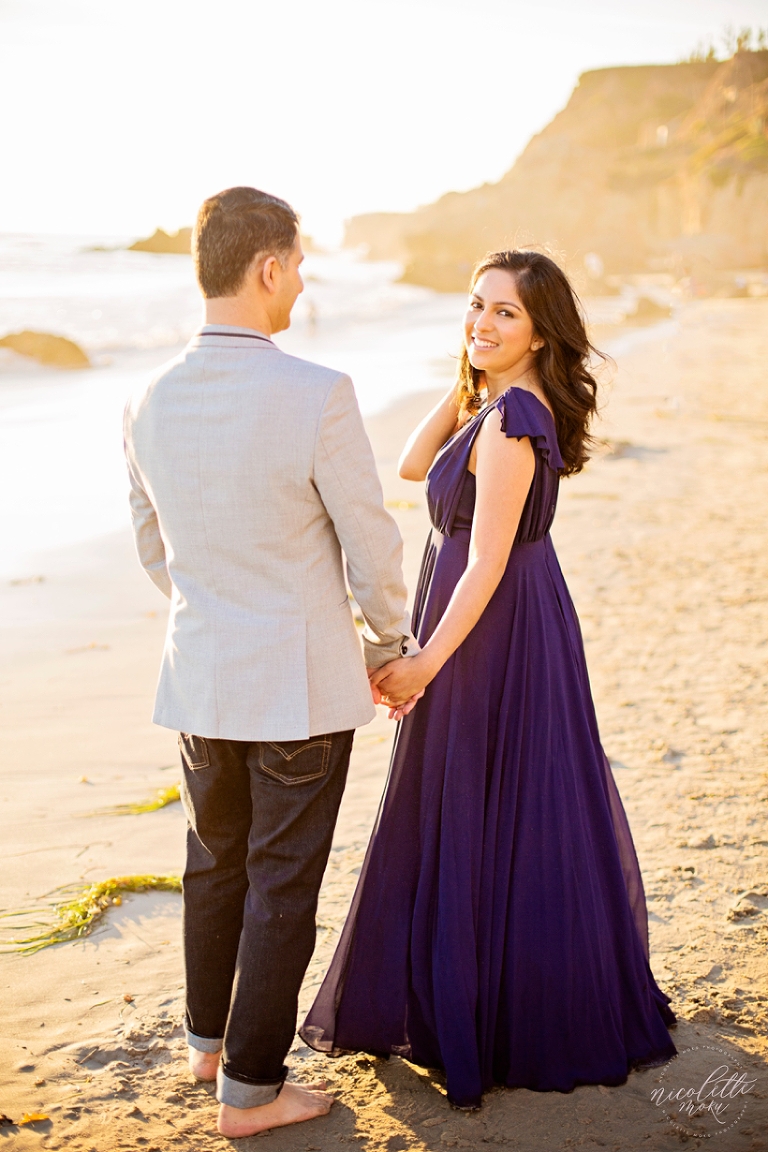malibu engagement session, el matador engagement session, golden hour engagement session, sunset engagement session, sunset beach engagement, sunset photos, sunset engagement, beach engagement session, nicolette moku photography, whittier engagement photographer, whittier wedding photographer, natural light photographer