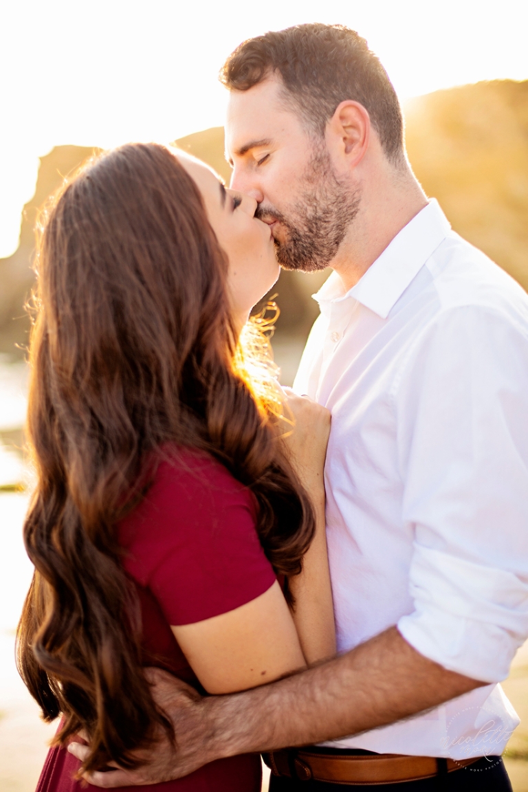 newport beach engagement session, crystal cove engagement session, nicolette moku photography, whittier photographer, sunset beach photos, golden hour engagement, vici dolls dress, lizel shoup, andrew shoup, boutique wedding photographer, outdoor engagement, natural light photographer, dreamy engagement, dreamy beach portraits, dreamy light, dreamy sunset, southern california beach portraits, orange county engagement