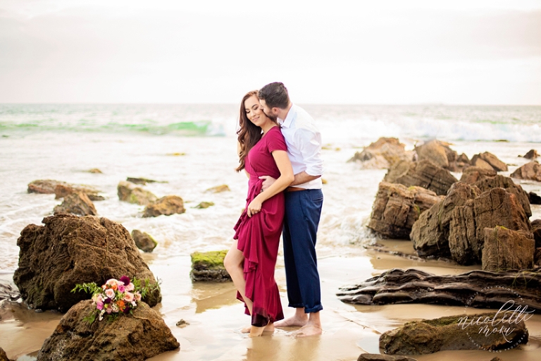 newport beach engagement session, crystal cove engagement session, nicolette moku photography, whittier photographer, sunset beach photos, golden hour engagement, vici dolls dress, lizel shoup, andrew shoup, boutique wedding photographer, outdoor engagement, natural light photographer, dreamy engagement, dreamy beach portraits, dreamy light, dreamy sunset, southern california beach portraits, orange county engagement