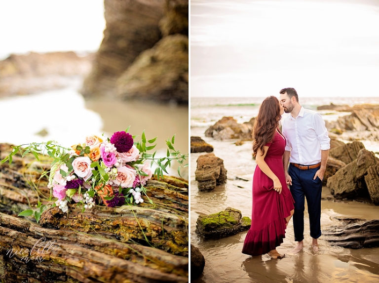 newport beach engagement session, crystal cove engagement session, nicolette moku photography, whittier photographer, sunset beach photos, golden hour engagement, vici dolls dress, lizel shoup, andrew shoup, boutique wedding photographer, outdoor engagement, natural light photographer, dreamy engagement, dreamy beach portraits, dreamy light, dreamy sunset, southern california beach portraits, orange county engagement