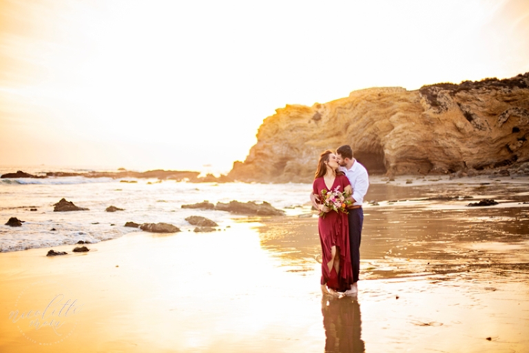 newport beach engagement session, crystal cove engagement session, nicolette moku photography, whittier photographer, sunset beach photos, golden hour engagement, vici dolls dress, lizel shoup, andrew shoup, boutique wedding photographer, outdoor engagement, natural light photographer, dreamy engagement, dreamy beach portraits, dreamy light, dreamy sunset, southern california beach portraits, orange county engagement