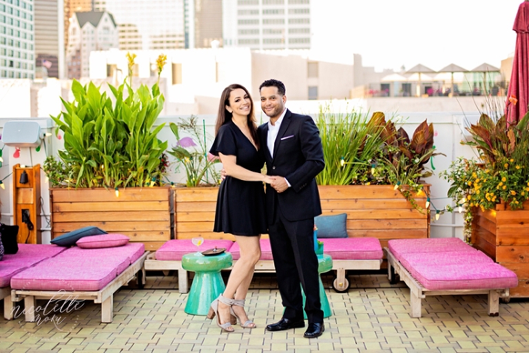 dtla, dtla engagement session, downtown la engagement session, modern lifestyle engagement, city portraits, highrise engagement photos, rooftop engagement session, rooftop portraits, rooftop couple portraits, downtown la rooftop photos, whittier engagement photographer, whittier wedding photographer, destination wedding photographer